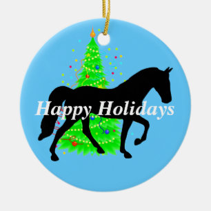Adorno De Cerámica Tennessee Walking Horse Silhouette Felices Fiestas