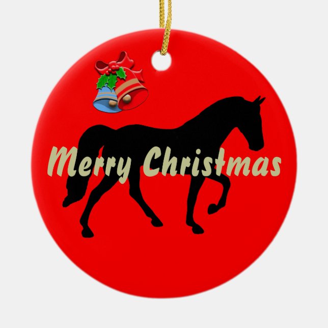 Adorno De Cerámica Tennessee Walking Horse Silhouette Feliz Navidad (Frente)