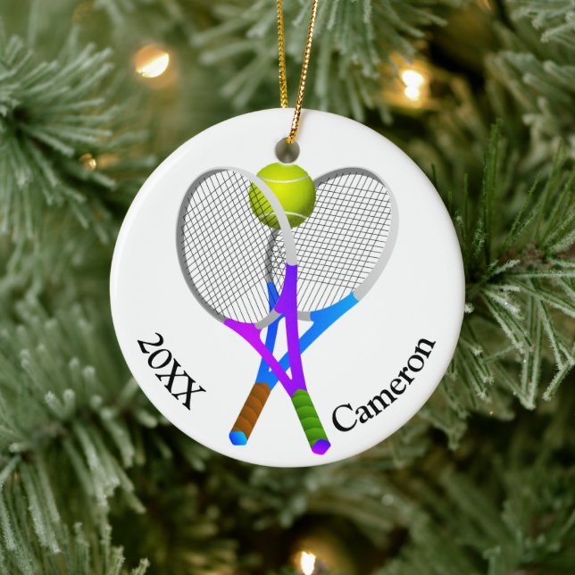Adorno De Cerámica Tennis Ball and Rackets Christmas (Árbol)
