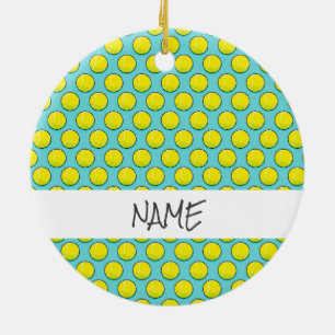 Adorno De Cerámica Tennis Balls Sports Yellow Blue Fun