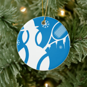 Adorno De Cerámica Tennis Ornament Christmas snowman
