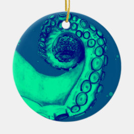 Adorno De Cerámica Tentáculo de pulpo verde azulado y náutico