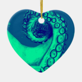 Adorno De Cerámica Tentáculo de pulpo verde azulado y náutico