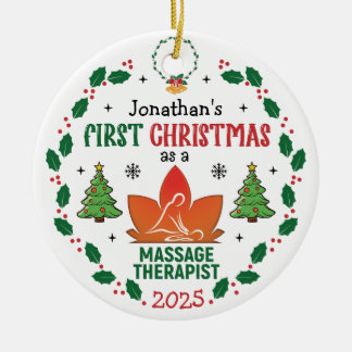 Adorno De Cerámica Terapia de Masaje Primera Navidad Personalizada