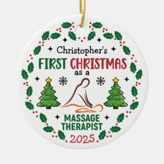 Adorno De Cerámica Terapia de Masaje Primera Navidad Personalizada