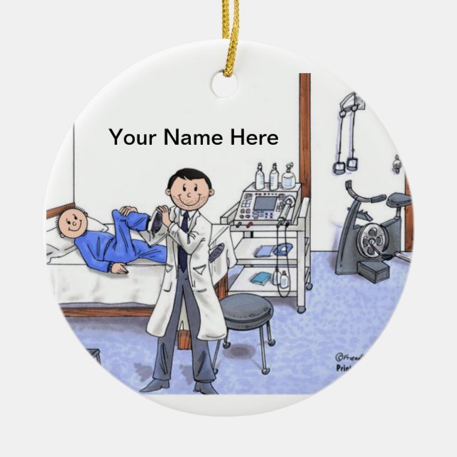 Adorno De Cerámica Terapia física, macho - barba ligera (Frente)