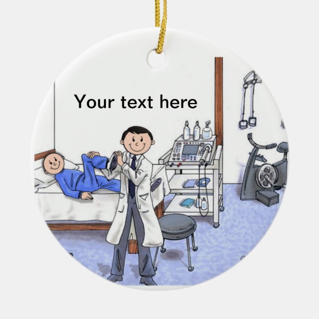 Adorno De Cerámica Terapia física, macho - pelo negro (Frente)