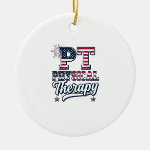 Adorno De Cerámica Terapia Física Patriótica Diseño de Camiseta Vinta