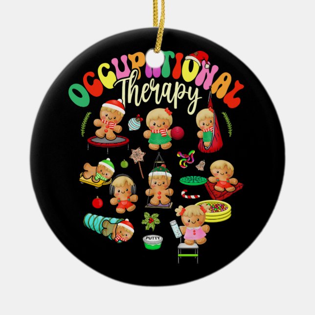 Adorno De Cerámica Terapia Ocupacional del Gingerbread al Terapista O (Frente)