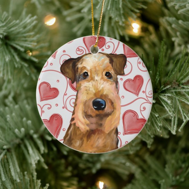 Adorno De Cerámica Terrier Airedale      (Árbol)