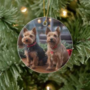 Adorno De Cerámica Terrier Australiano Crucero de Navidad: Impresiona