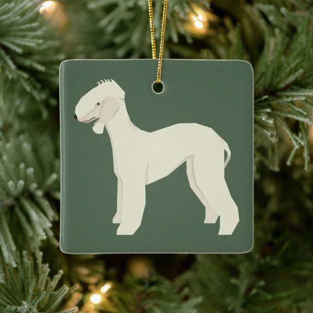 Adorno De Cerámica Terrier de Bedlington (Árbol)