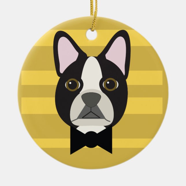 Adorno De Cerámica Terrier de Boston (Frente)