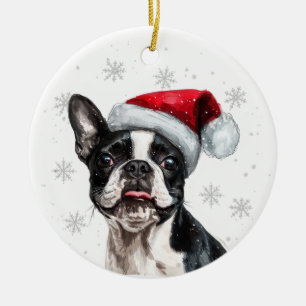 Adorno De Cerámica Terrier de Boston Navidad Personalizado