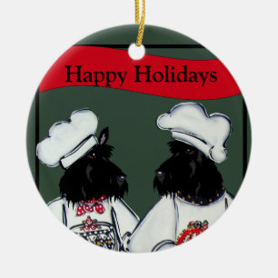 Adorno De Cerámica Terrier Escoceses