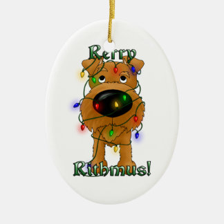 Adorno De Cerámica Terrier irlandés - luces de navidad