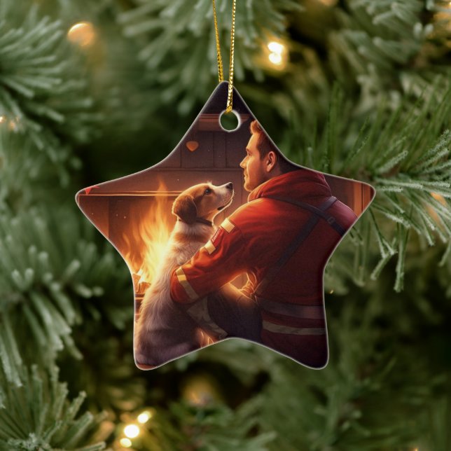 Adorno De Cerámica Terrier Jack Russell Bombero, Cachorro, Amante de  (Árbol)