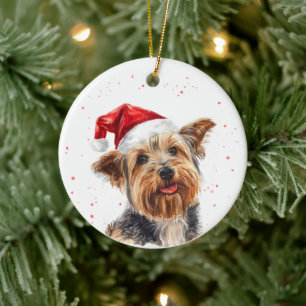 Adorno De Cerámica Terrier Sedoso Australiano Personalizado de Navida