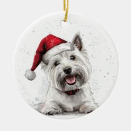 Adorno De Cerámica Terrier West Highland personalizado de Navidad