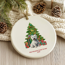 Adorno De Cerámica Terrier West Highland Personalizado Navidad