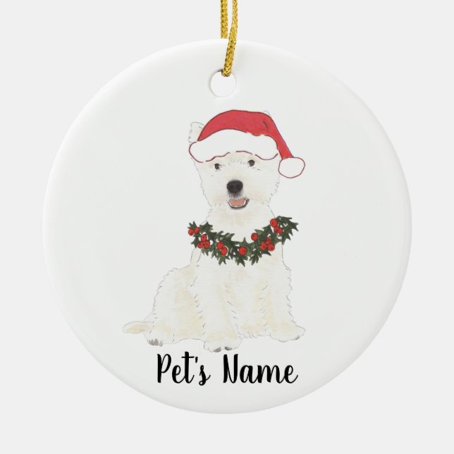 Adorno De Cerámica Terrier Westie Westie Highland personalizado (Frente)