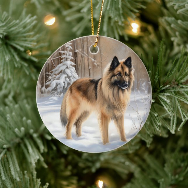Adorno De Cerámica Tervuren belga deja que nieve Navidades (Árbol)
