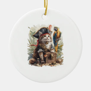 Adorno De Cerámica Tesoro de gato pirata