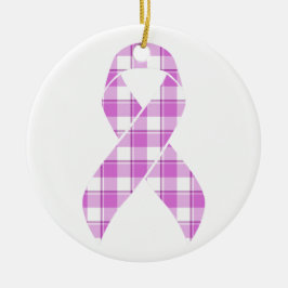 Adorno De Cerámica Testicular Cancer Awareness Plaid Purple Ribbon