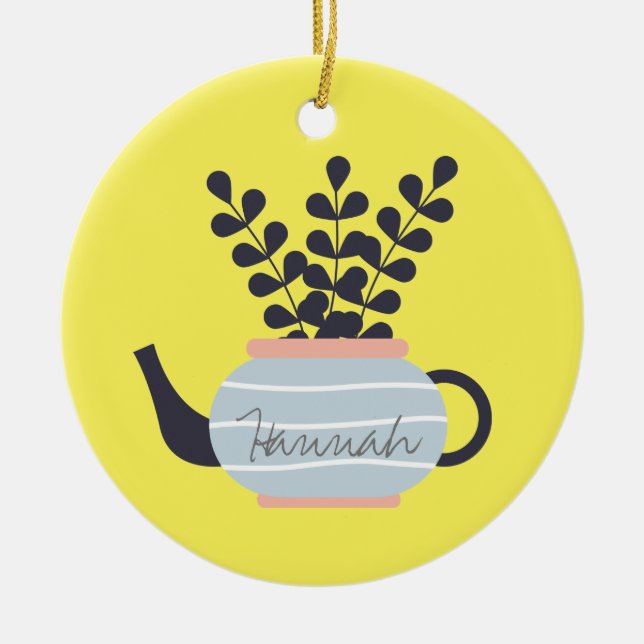 Adorno De Cerámica Tetera moderna y sencilla con tonos pastel (Frente)