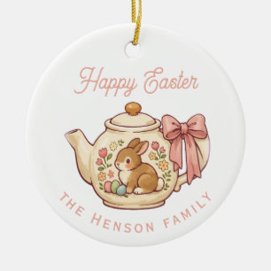 Adorno De Cerámica Tetera personalizada del conejo de Pascua Fiesta f