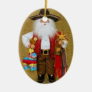 Adorno De Cerámica Texan al sudoeste mexicano hispánico Papá Noel