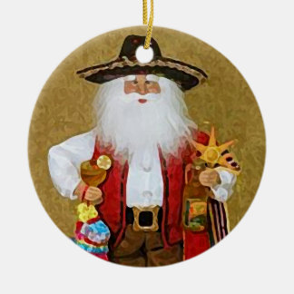 Adorno De Cerámica Texan al sudoeste mexicano hispánico Papá Noel