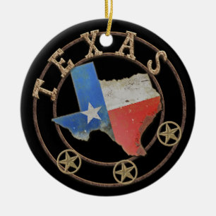 Adorno De Cerámica Texas Map Barn Art