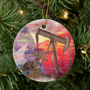 Adorno De Cerámica Texas Oil Pumpjack: Arte patrimonial del estado de