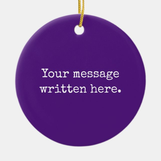 Adorno De Cerámica Texto de cita personalizado morado personalizado (Frente)