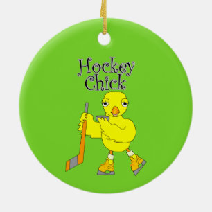 Adorno De Cerámica Texto de Hockey Chick