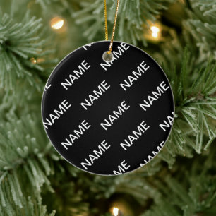Adorno De Cerámica Texto de personalizable   Negra y blanca moderna