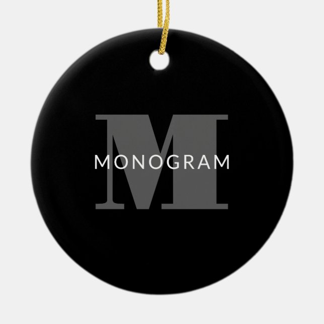 Adorno De Cerámica Texto editable en negrita | Blanco negro y gris (Frente)