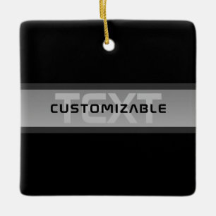 Adorno De Cerámica Texto moderno con capas de Personalizable   Negro