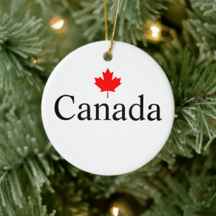 Adorno De Cerámica Texto personalizado de Canadá con hojas de arce ro