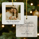 Adorno De Cerámica Texto personalizado de foto minimalista Keepsake<br><div class="desc">Celebra un momento tranquilo y significativo con este minimalista toque de queda que incluye tu foto favorita y palabras sentidas. Una hermosa mezcla de calidez y simplicidad,  diseñada para convertirse en un recuerdo atesorado de siempre.</div>