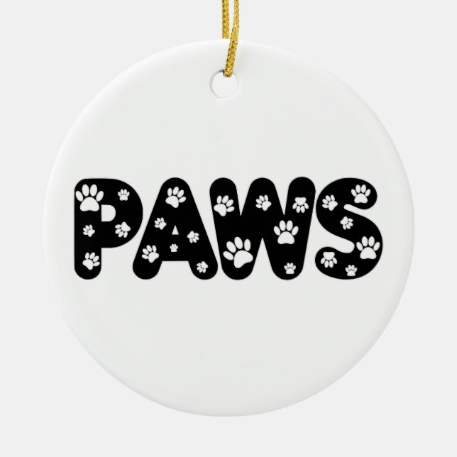 Adorno De Cerámica Texto Personalizado de las garras de perro (Frente)