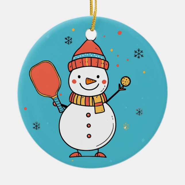 Adorno De Cerámica Texto personalizado Dinking Snowman (Frente)