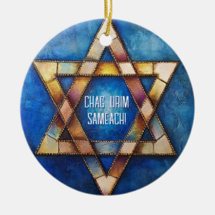 Adorno De Cerámica texto personalizado Feliz Hanukkah ✡️, Estrella de