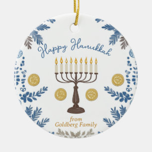 Adorno De Cerámica Texto personalizado Hanukkah Festival de las Luces