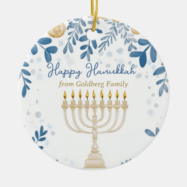Adorno De Cerámica Texto personalizado Hanukkah Harmony Ornament (Frente)