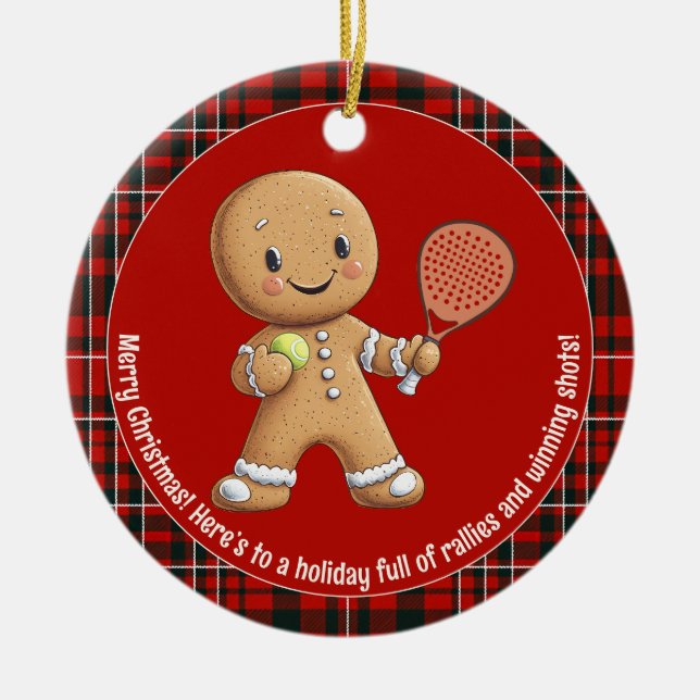 Adorno De Cerámica 🎾 texto 🎄 Personalizado, Padel Powered Navidades (Frente)