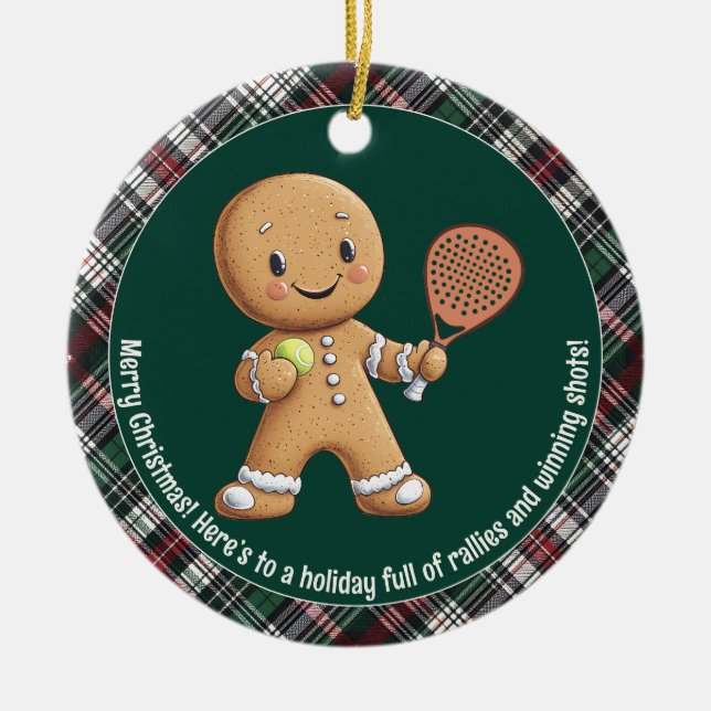 Adorno De Cerámica 🎾 texto 🎄 Personalizado, Padel Powered Navidades (Frente)