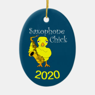 Adorno De Cerámica Texto saxofón de pollo