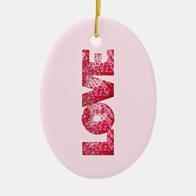 Adorno De Cerámica texto Valentine Strawberry LOVE (Frente)